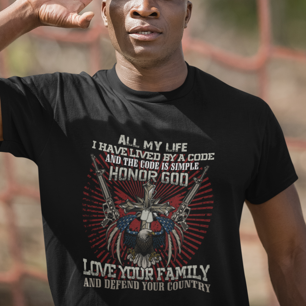 Veteran T Shirt Honor God Love Your Family And Defend Your Country Christian American Bald Eagle - Wonder Print Shop