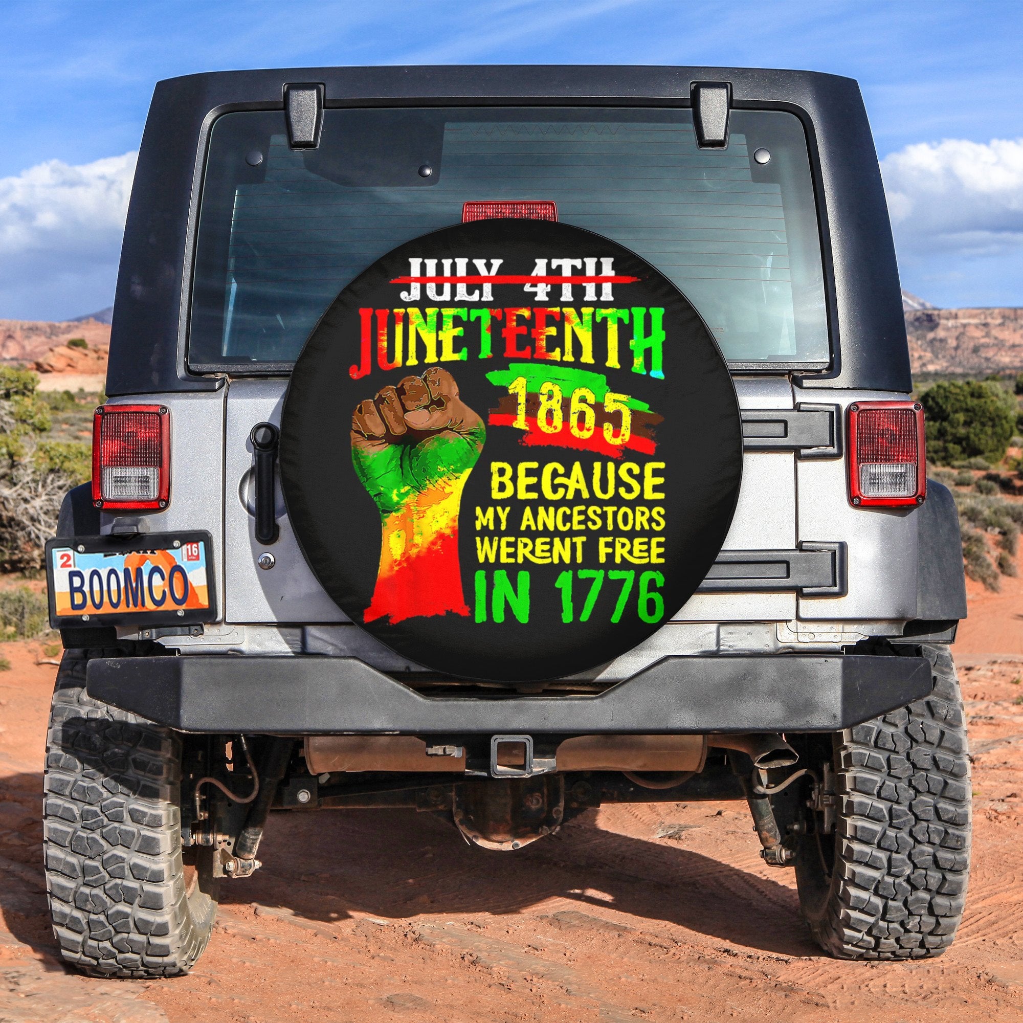 African Tire Covers - Juneteenth Spare Tire Cover Juneteenth 1865, My Ancestors Weren't Free In 1776 NO.81 LT8