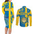 Sweden Football Couples Matching Long Sleeve Bodycon Dress and Long Sleeve Button Shirts Come On Sverige 2023 World Cup - Wonder Print Shop