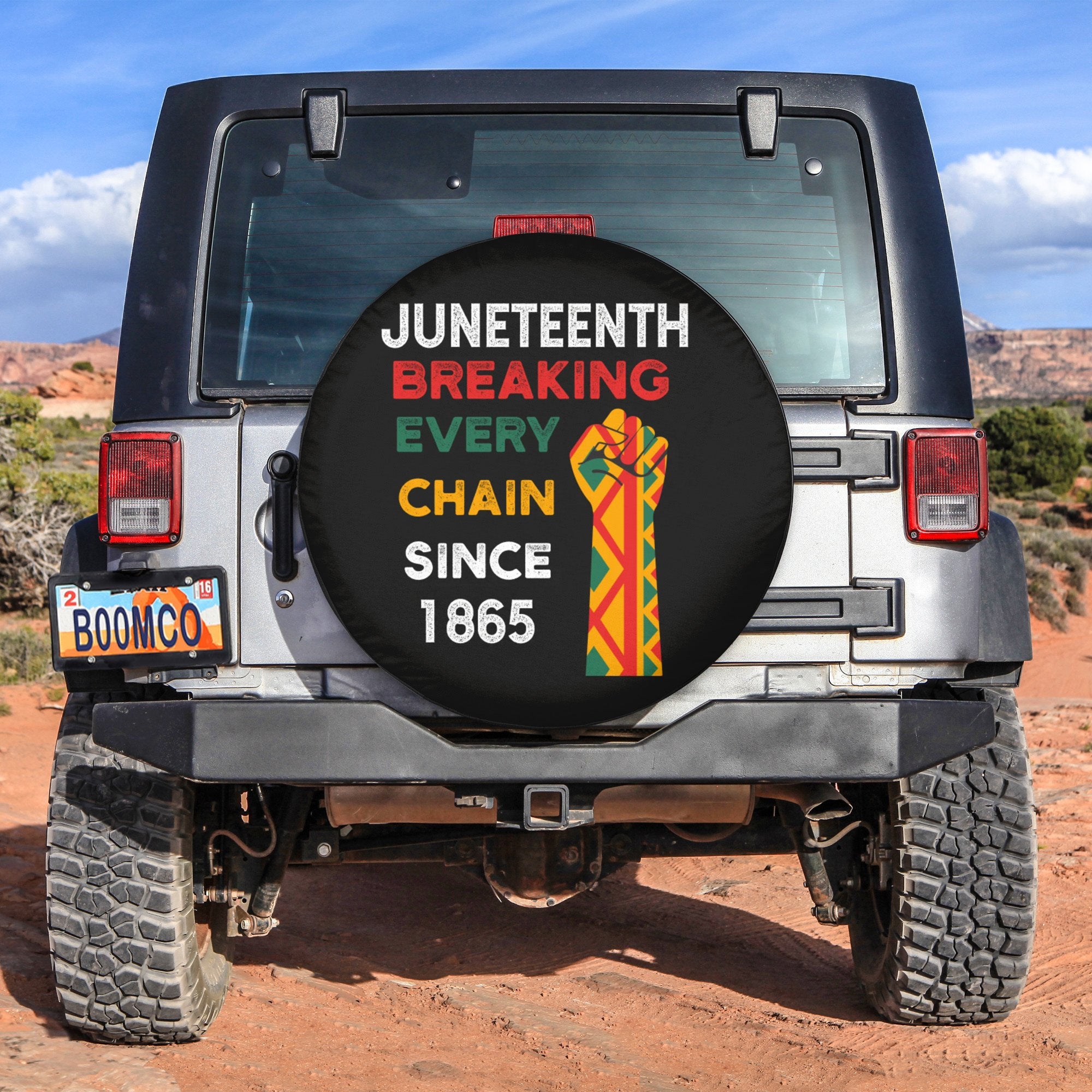 African Tire Covers - Juneteenth Spare Tire Cover Breaking Every Chain Since 1865 NO.91 LT8