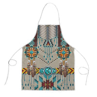 Turquoise blue beaded breastplate apron with geometric front, white straps