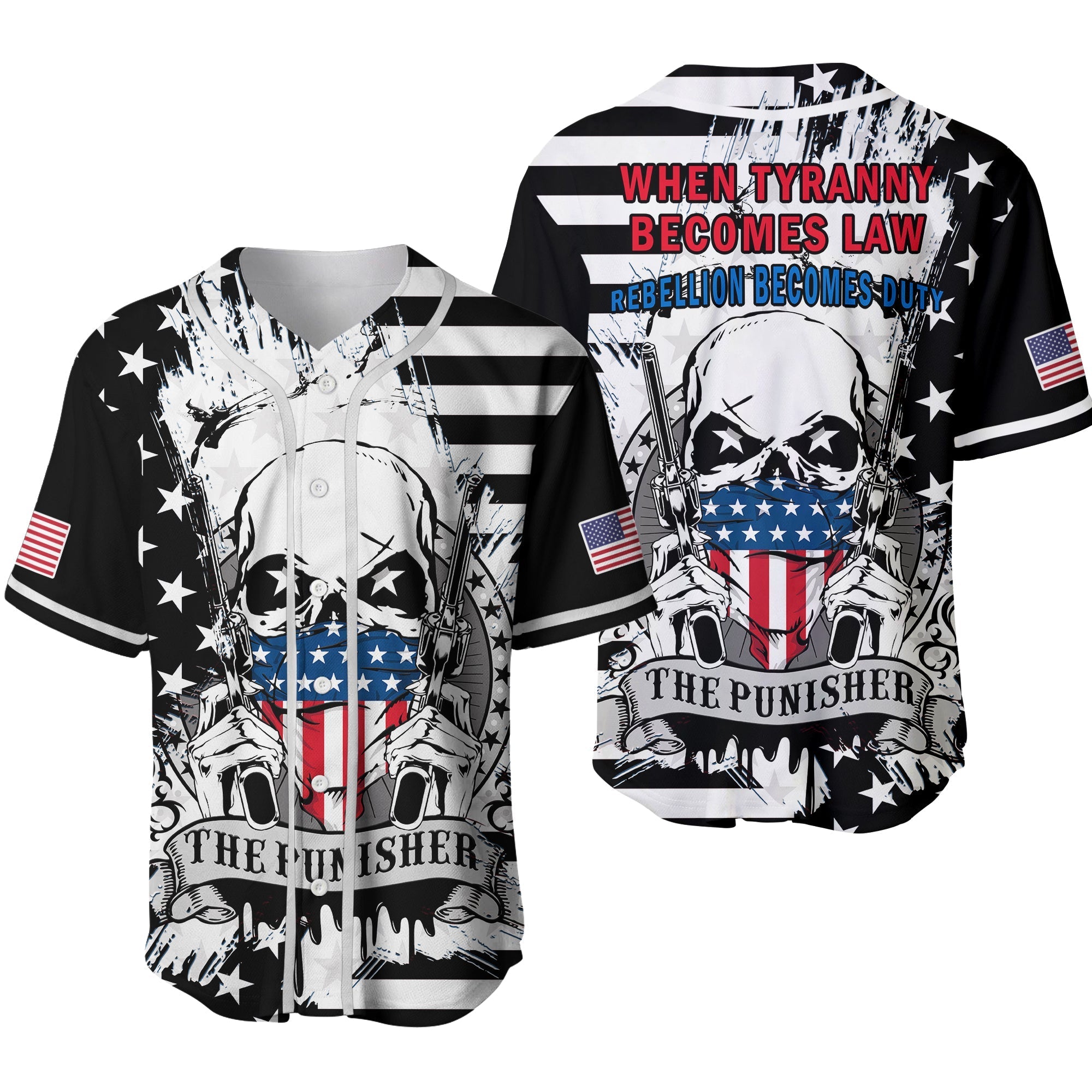 American Skull Baseball Jersey When Tyranny Becomes Law Grunge Style Ver.02 - Wonder Print Shop