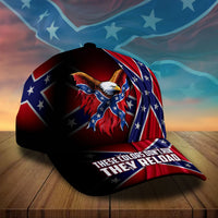 Patriotic baseball cap with eagle emblem and US flag graphic, front slogan visible