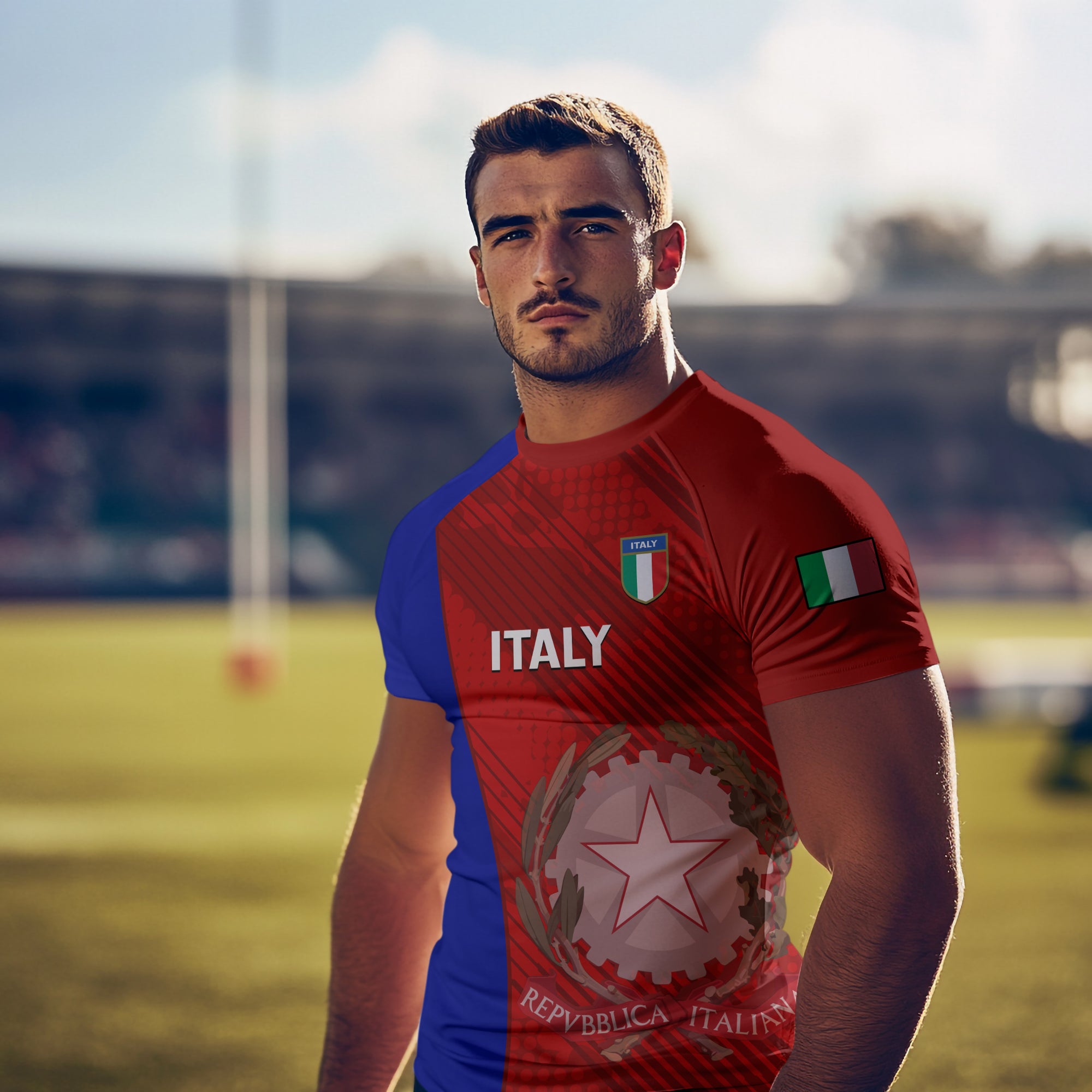 Custom Italy Rugby Polo Shirt 2023 The Blues Grunge Style - Wonder Print Shop