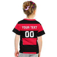 Kids' Flamengo t-shirt back, red and black with YOUR TEXT and 00 print