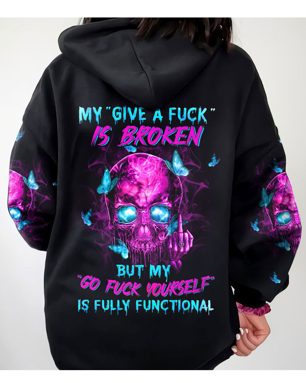 My Give A F Is Broken Skull Hoodie - Wonder Print Shop