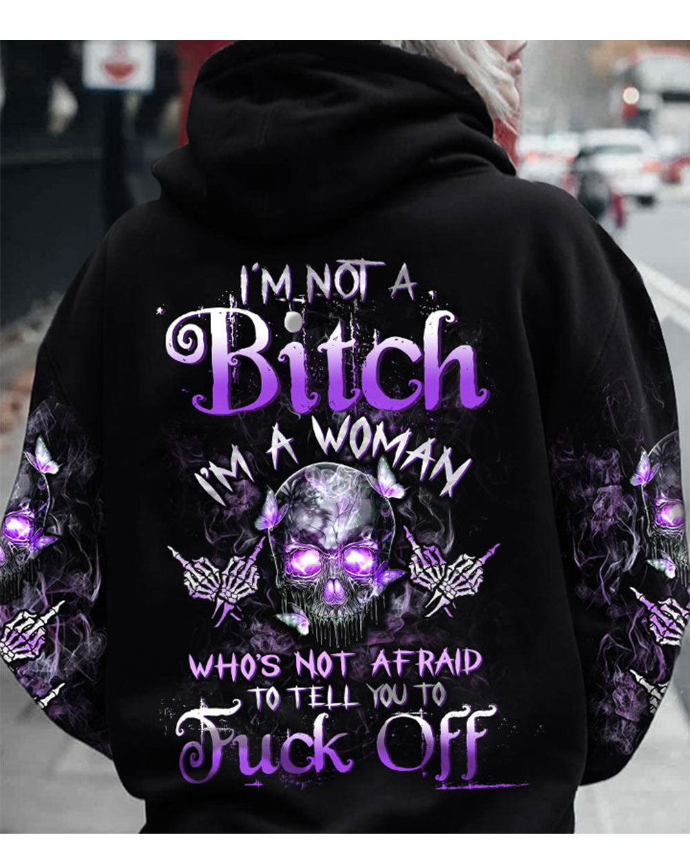 I'm Not A B I'm A Women Black Skull Hoodie - Wonder Print Shop