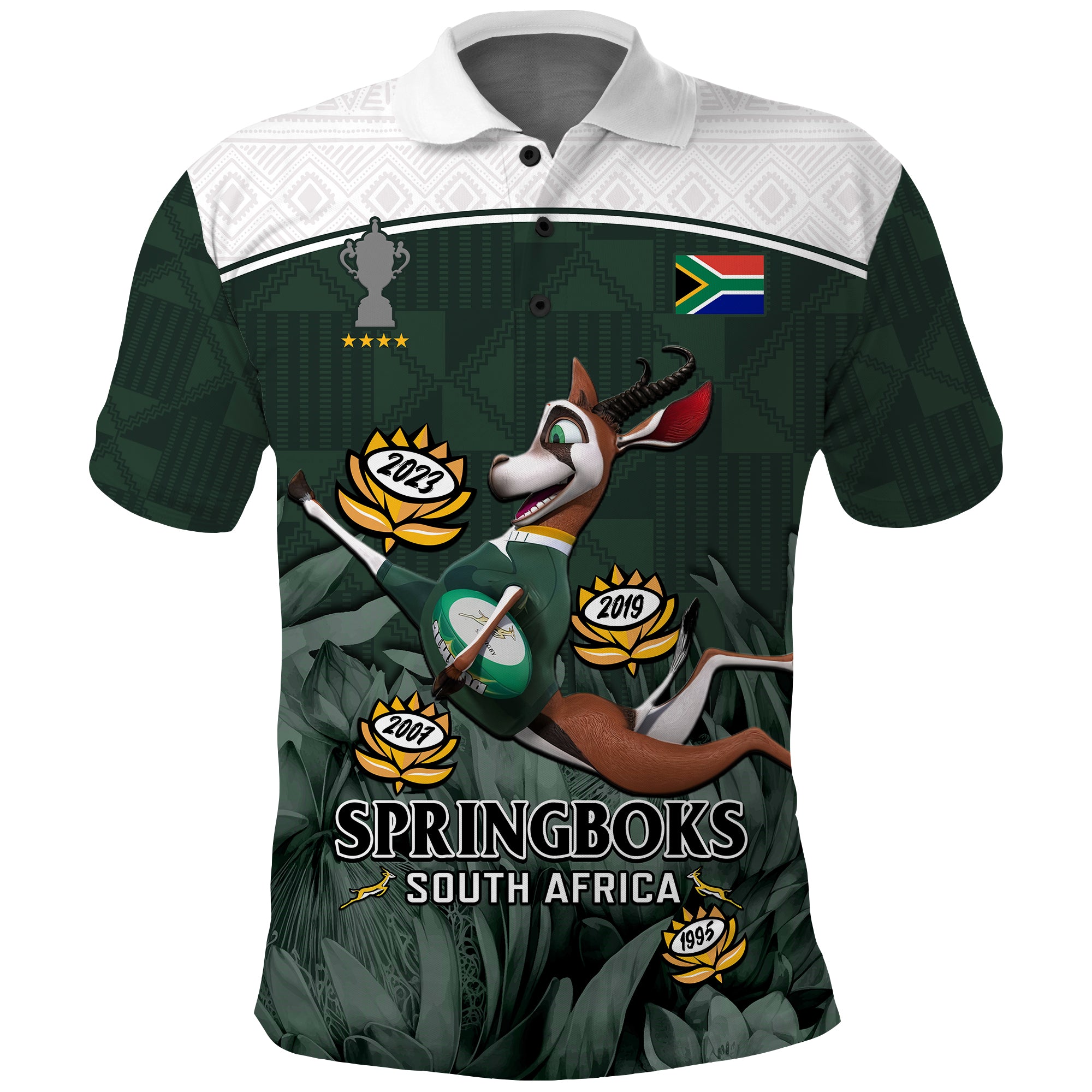 Custom South Africa Rugby Polo Shirt Springboks 4th Champions World Cup Proud - Wonder Print Shop