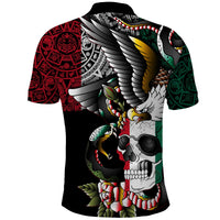 Black polo shirt with large eagle wing and skull design on the back