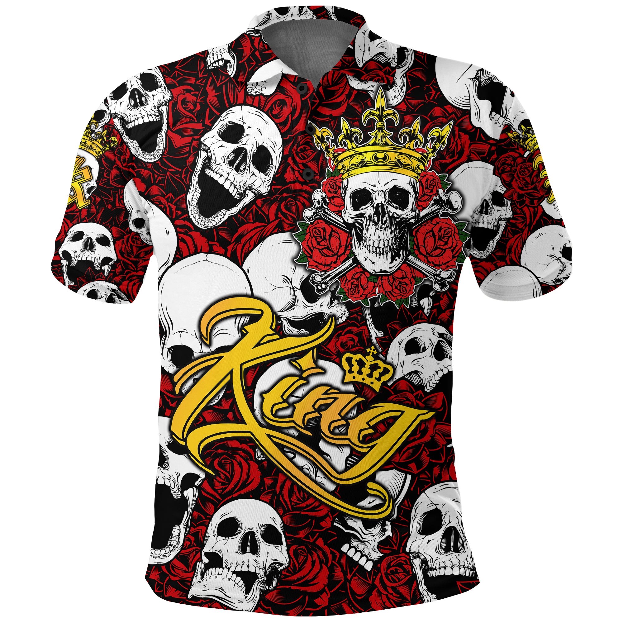 Custom Skull Rose King Death Cannot Divide Us Polo Shirt LT2 - Wonder Print Shop