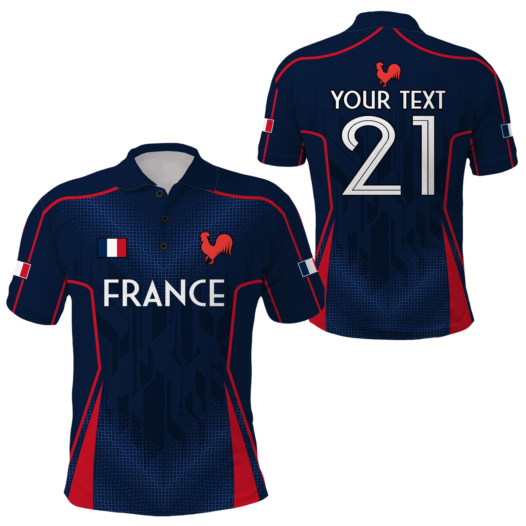 Custom France Rugby Polo Shirt Allez Les Bleus Go World Cup 2023 - Wonder Print Shop