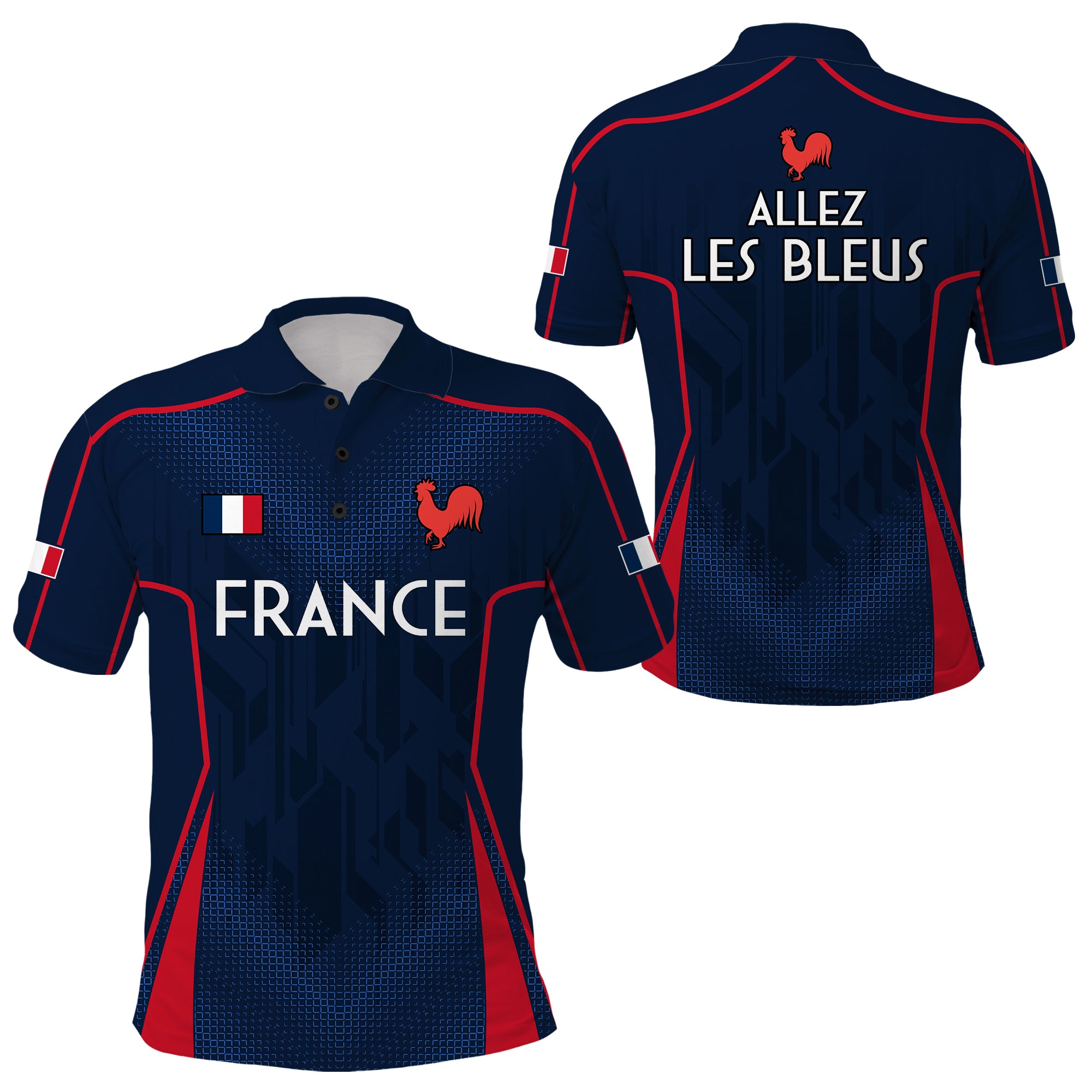 France Rugby Polo Shirt Allez Les Bleus Go World Cup 2023 - Wonder Print Shop