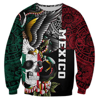 Black crewneck sweatshirt with eagle, angry snake, and skull graphic, long sleeves