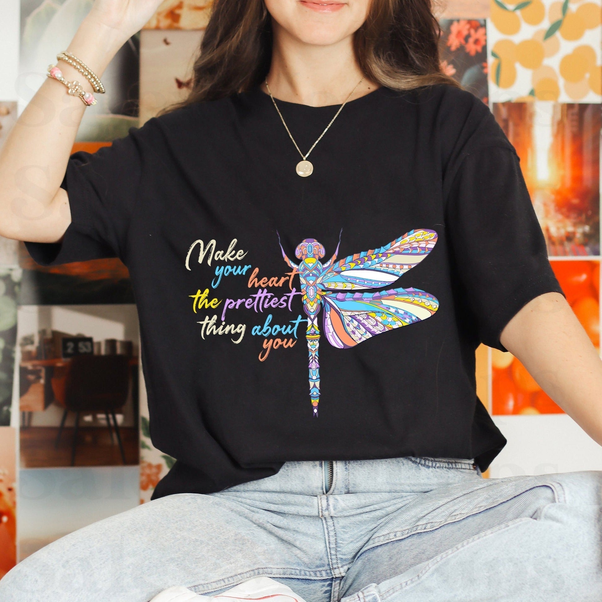 Make Your Heart The Prettiest Thing About You Dragonfly Inspirational Shirt, Dragonfly T-shirt, Dragonfly Lover Gift, Insect Lover Shirt T Shirt - Wonder Print Shop