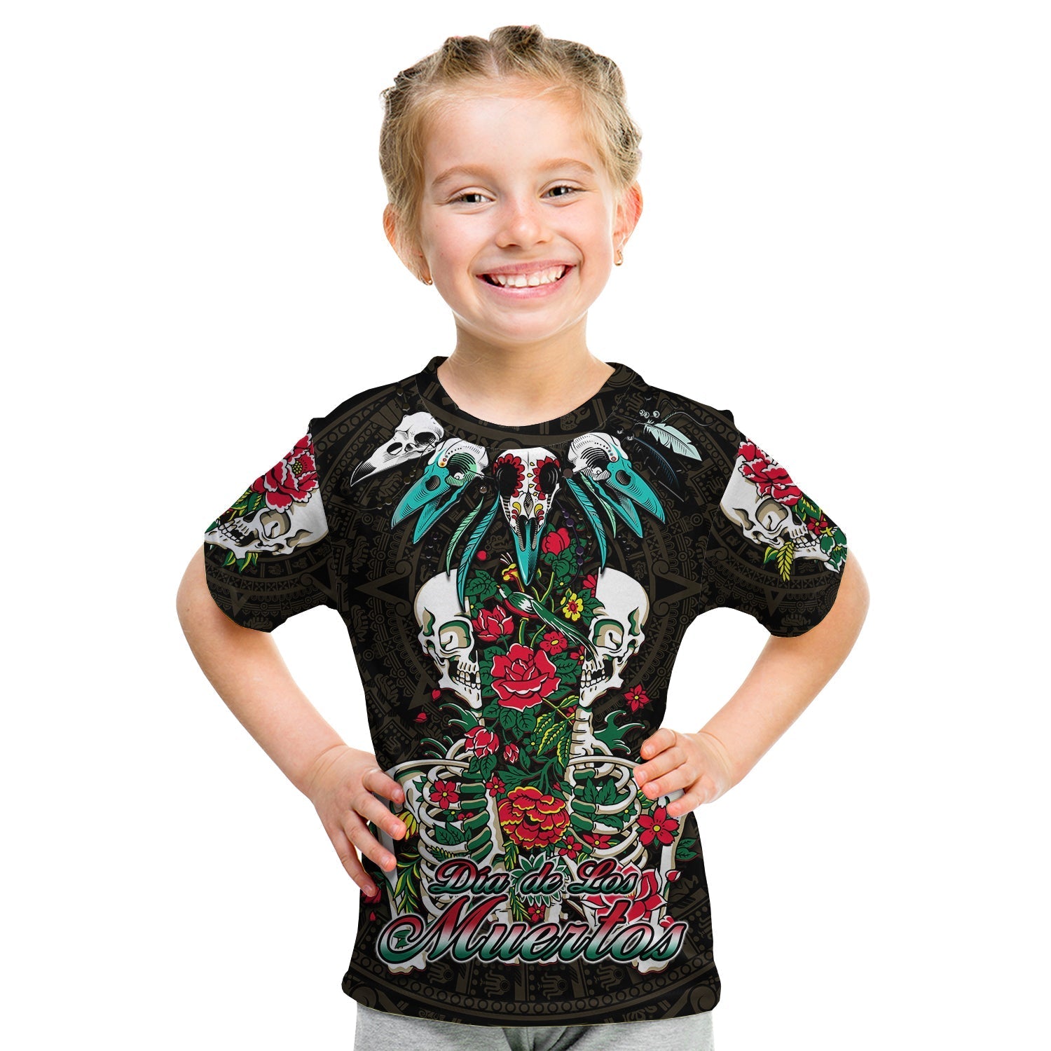 mexico-t-shirt-kid-floral-skull-dia-de-los-muertos