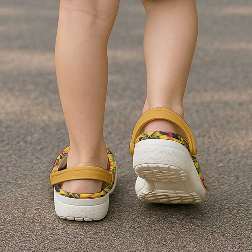 African Kente Pattern Clogs Shoes Emaa Da - Wonder Print Shop