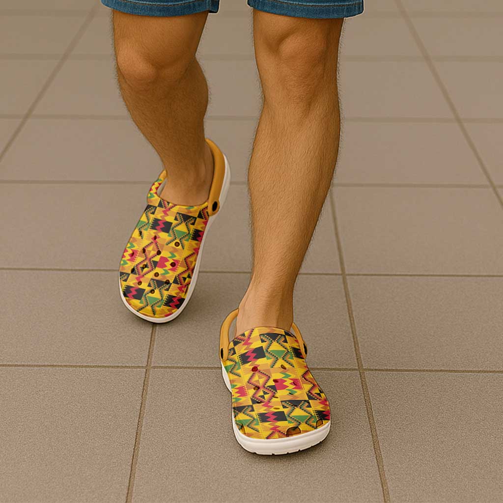 African Kente Pattern Clogs Shoes Emaa Da - Wonder Print Shop