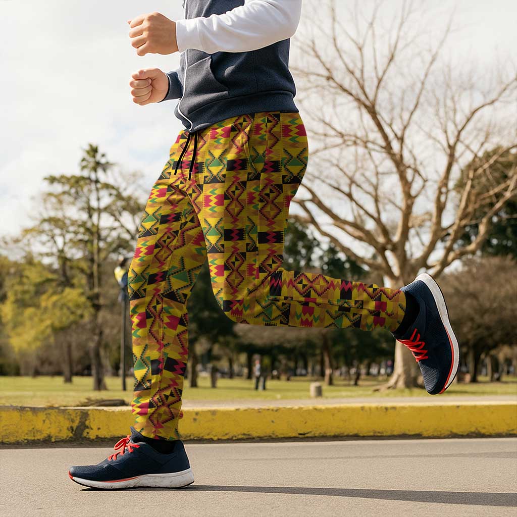 African Kente Pattern Jogger Pants Emaa Da - Wonder Print Shop