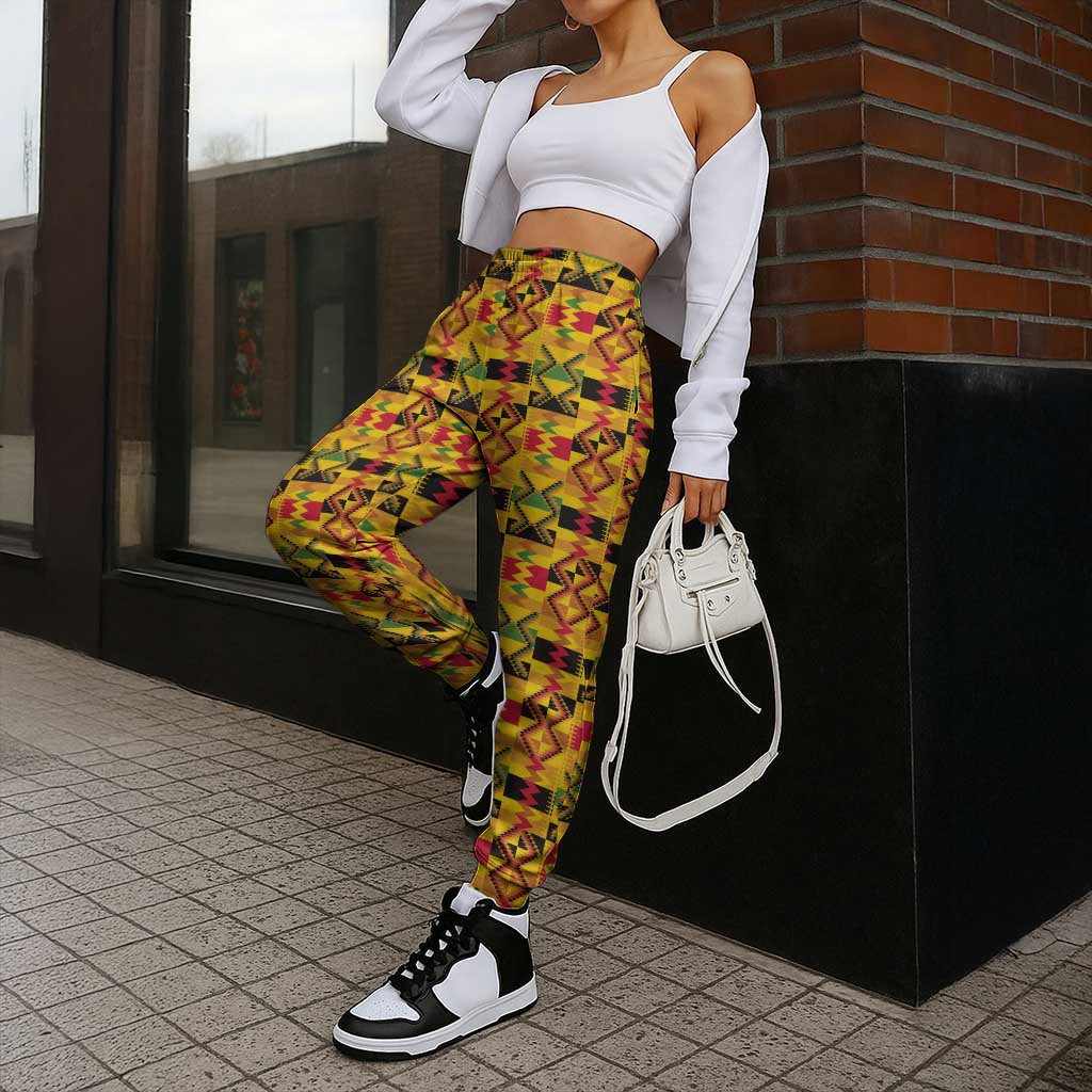 African Kente Pattern Jogger Pants Emaa Da - Wonder Print Shop