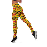 African Kente Pattern Leggings Emaa Da - Wonder Print Shop