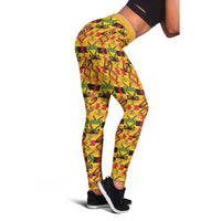 African Kente Pattern Leggings Emaa Da - Wonder Print Shop