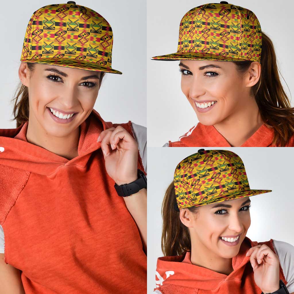African Kente Pattern Snapback Cap Emaa Da - Wonder Print Shop