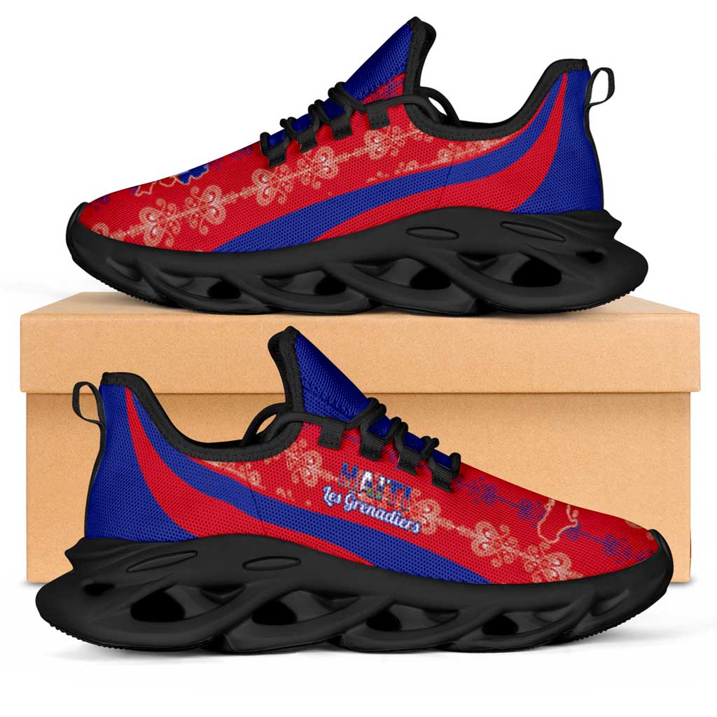 Afro Haiti 2026 Football Clunky Sneakers Les Grenadiers Veve Vodou Red Curve Stylized - Wonder Print Shop