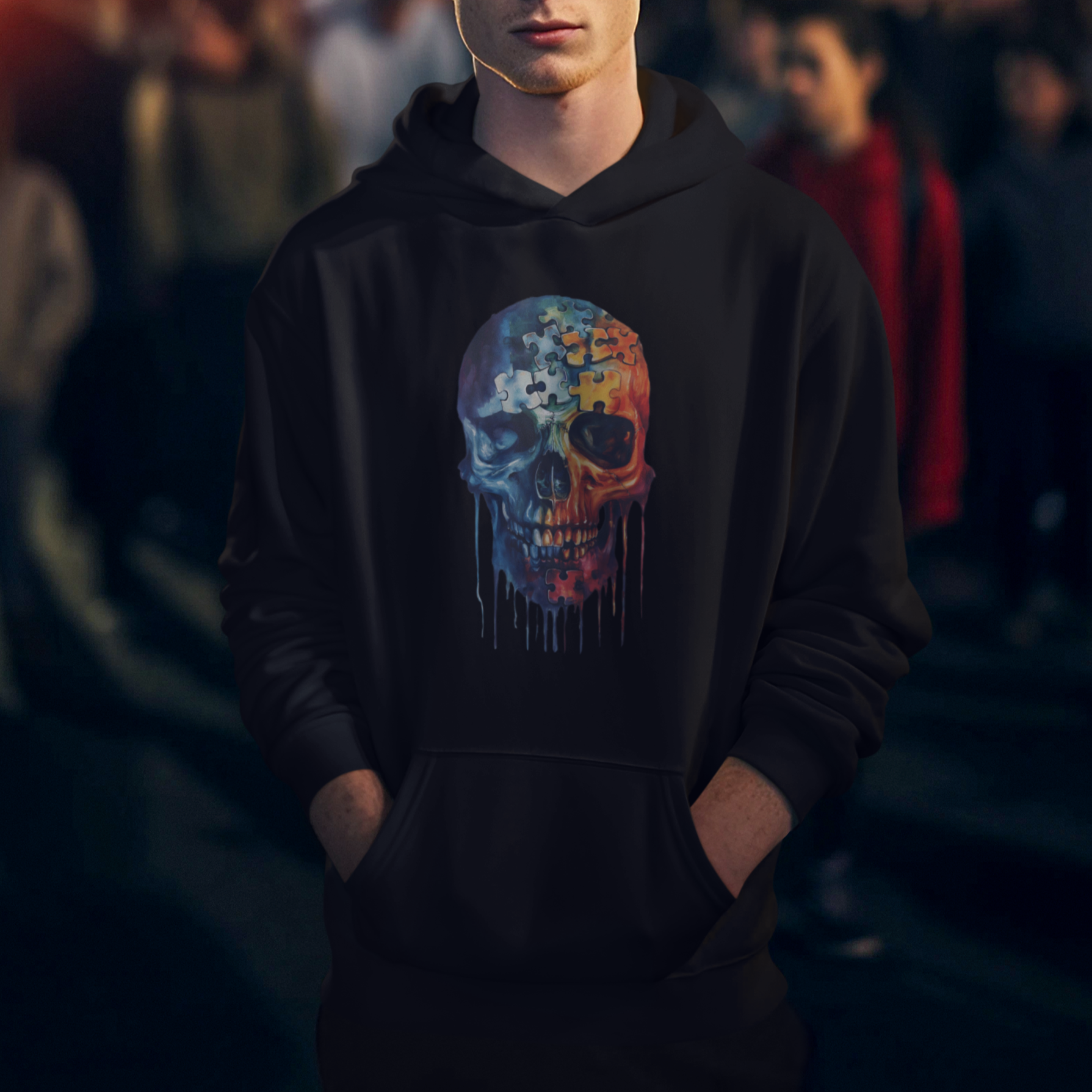 Autism Awareness Cool Puzzle Skull Hoodie - Wonder Print Shop