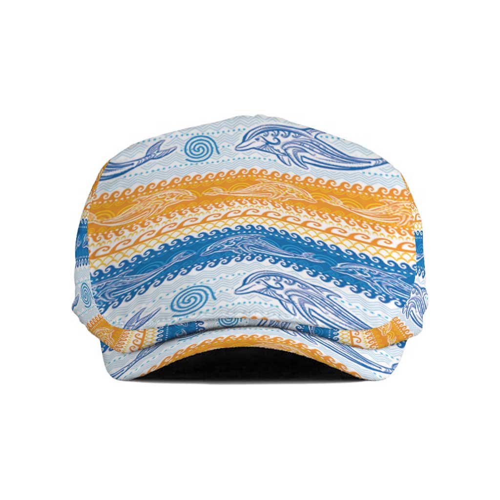 Anguilla Dolphins Pattern Jeff Hat Orange And Blue - Wonder Print Shop