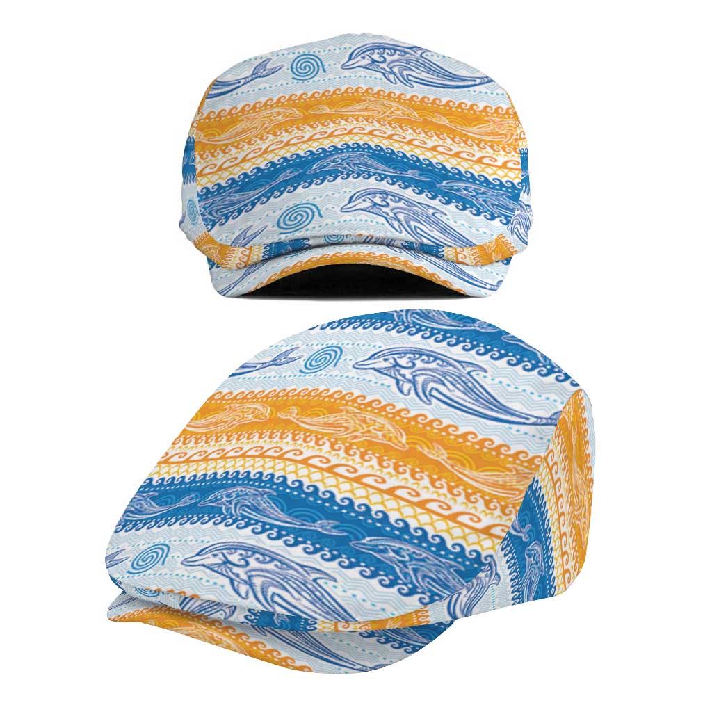 Anguilla Dolphins Pattern Jeff Hat Orange And Blue - Wonder Print Shop