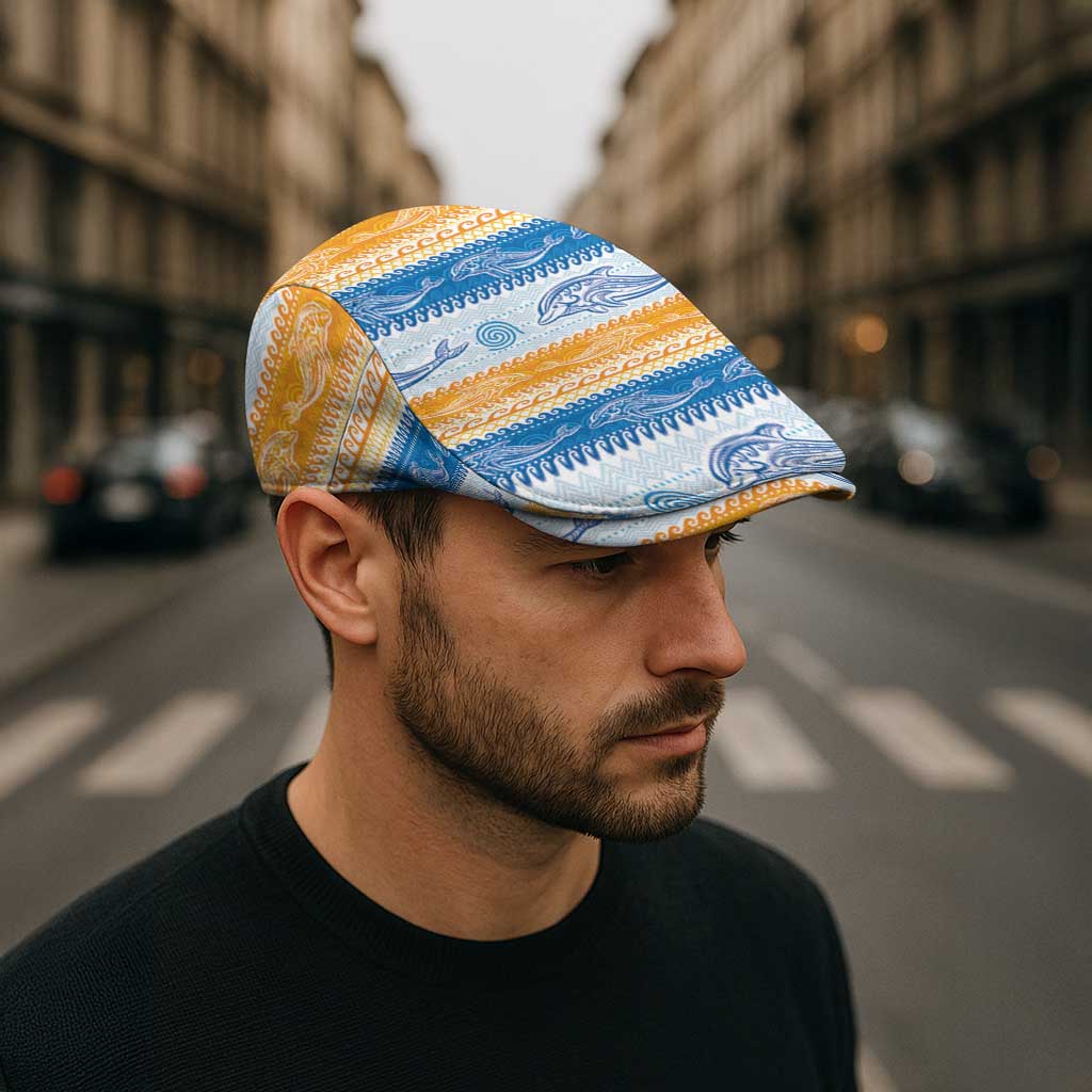 Anguilla Dolphins Pattern Jeff Hat Orange And Blue - Wonder Print Shop