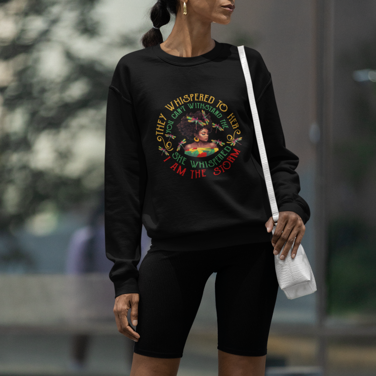 Black History Month Sweatshirt Dragon Fly African Women She Whispered Back I Am The Storm TS09