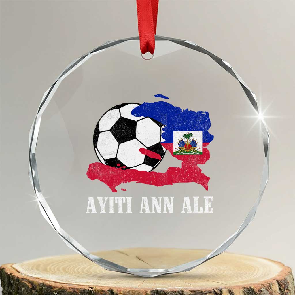 Ayiti Ann Ale Haiti Soccer Crystal Glass Ornament Haitian Football Fan Pride Flag Graphic Caribbean Sports