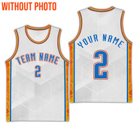 Custom White Orange Thunder Sport Basketball Jersey