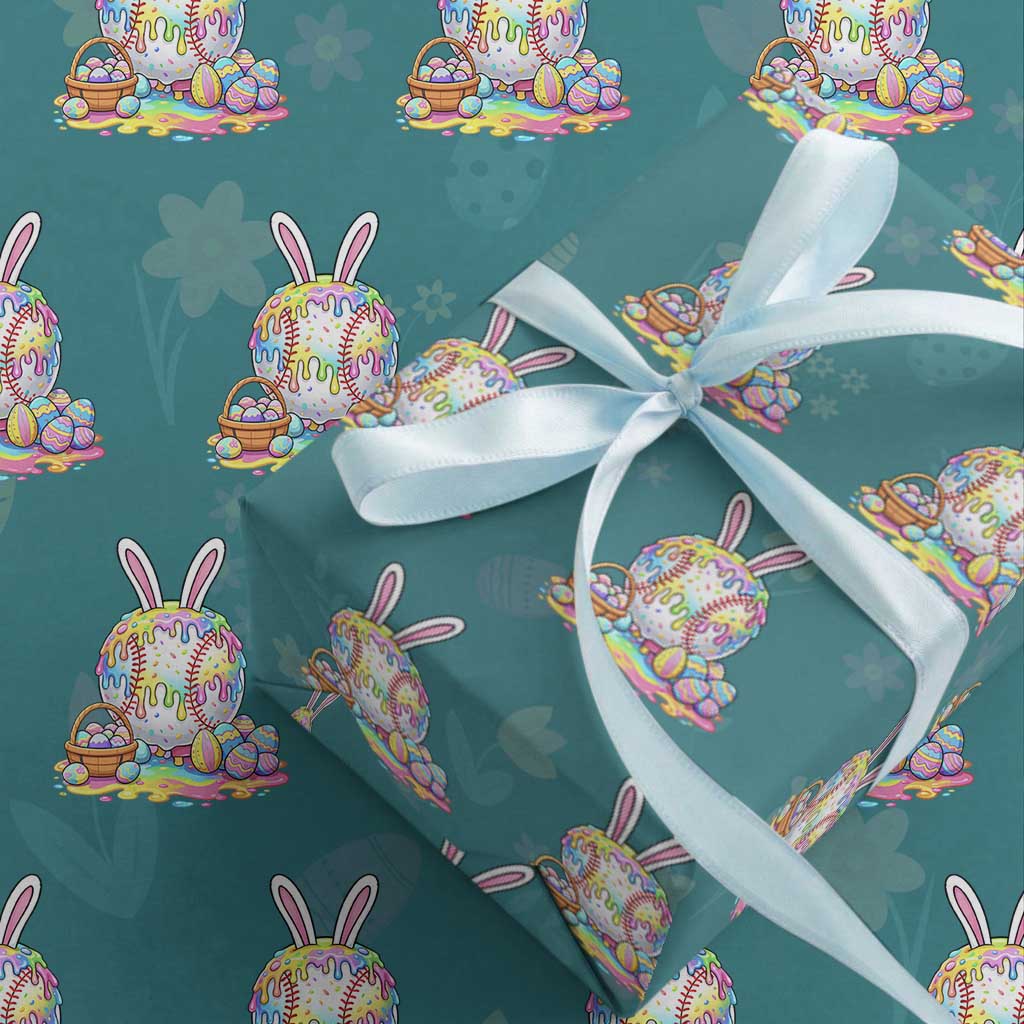 Baseball Easter Drip Ice Cream Sprinkles Egg Gift Wrapping Paper Roll