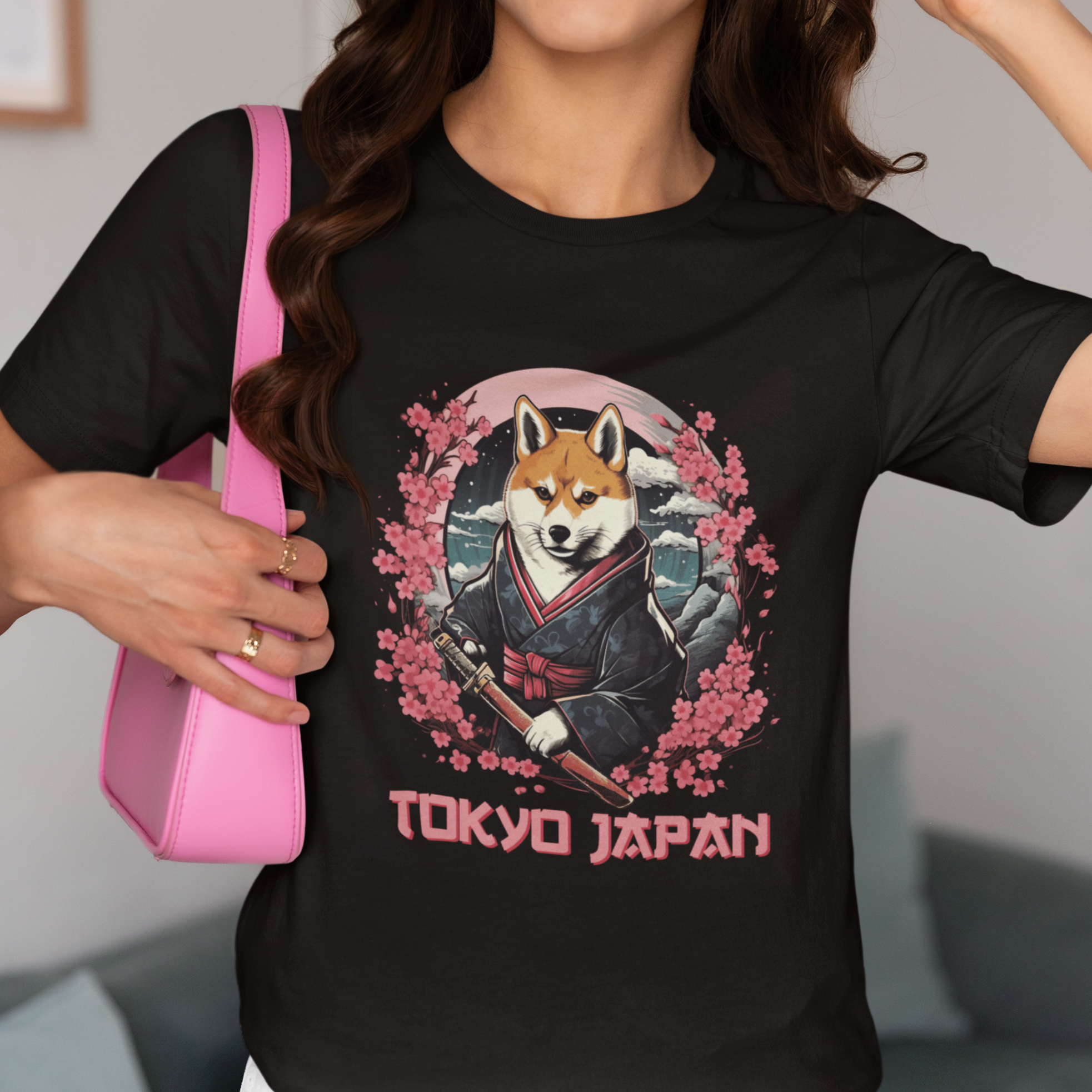 Shiba Inu T Shirt Tokyo Japan Aesthetic Sakura Japanese Cherry Blossoms - Wonder Print Shop