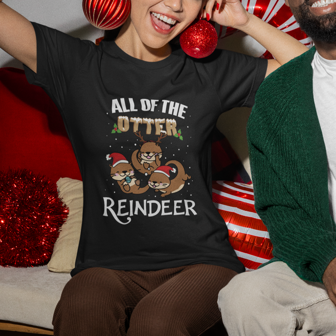 All of the Otter Reindeer Cute Christmas T Shirt - Wonder Print Shop