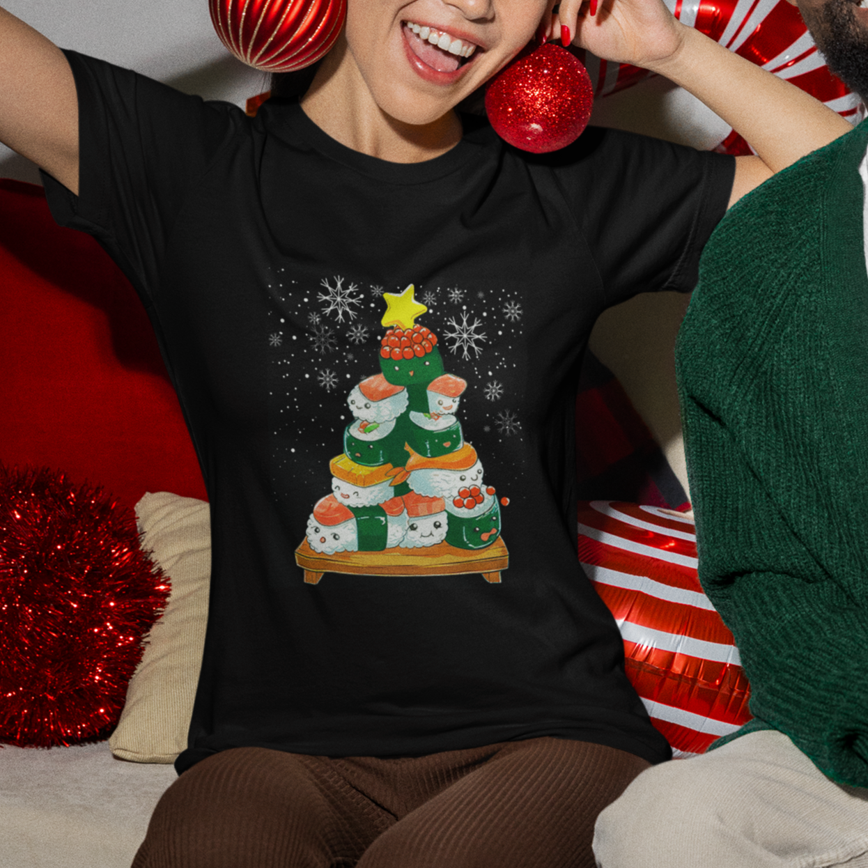 Sushi Christmas Tree Cute Japanese Xmas T Shirt For Women - Wonder Print Shop