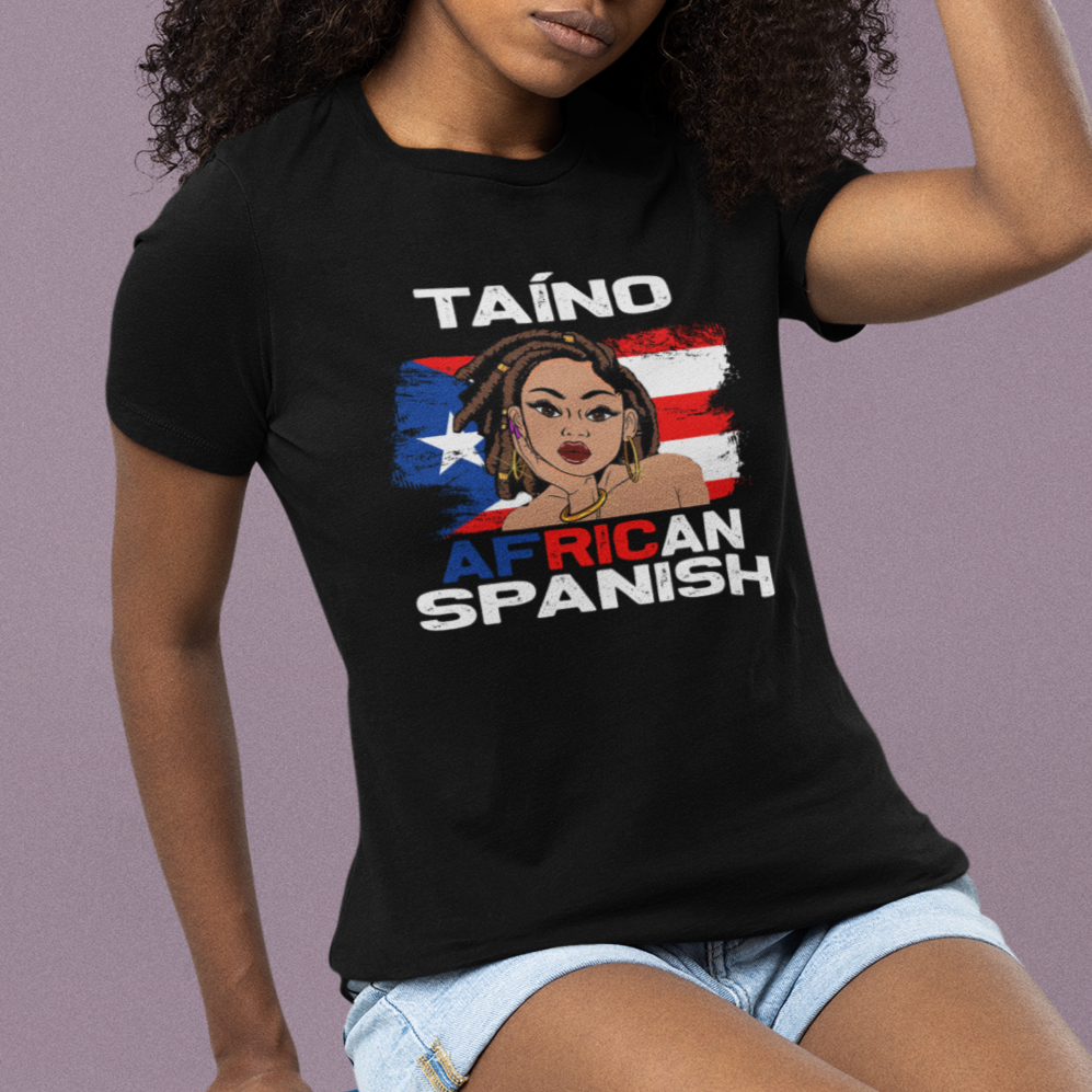 Puerto Rico Hispanic Heritage T Shirt Taino African Spanish Roots - Wonder Print Shop