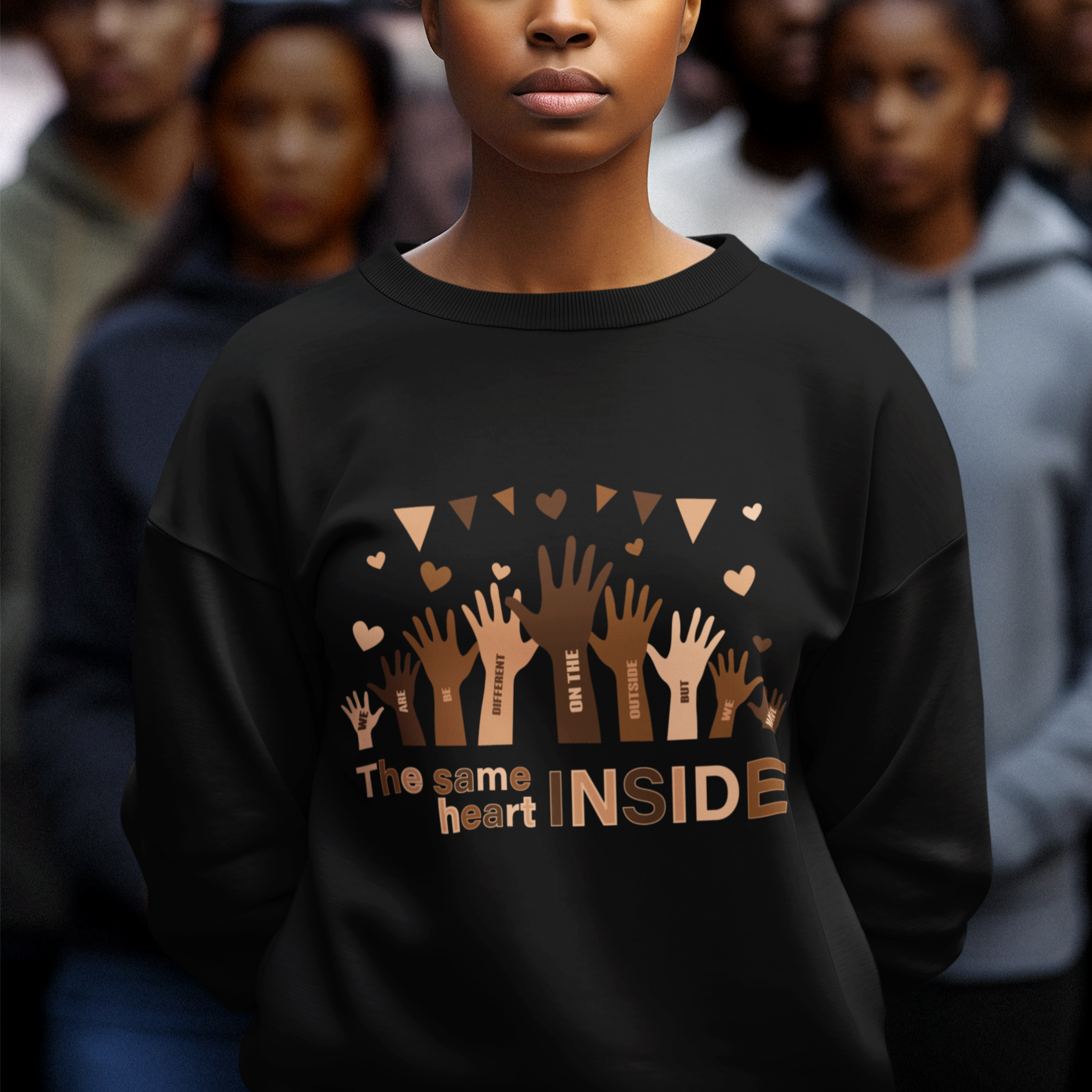 Black History Month Sweatshirt We Can Be Different On The Outside But We Have The Same Heart - Wonder Print Shop