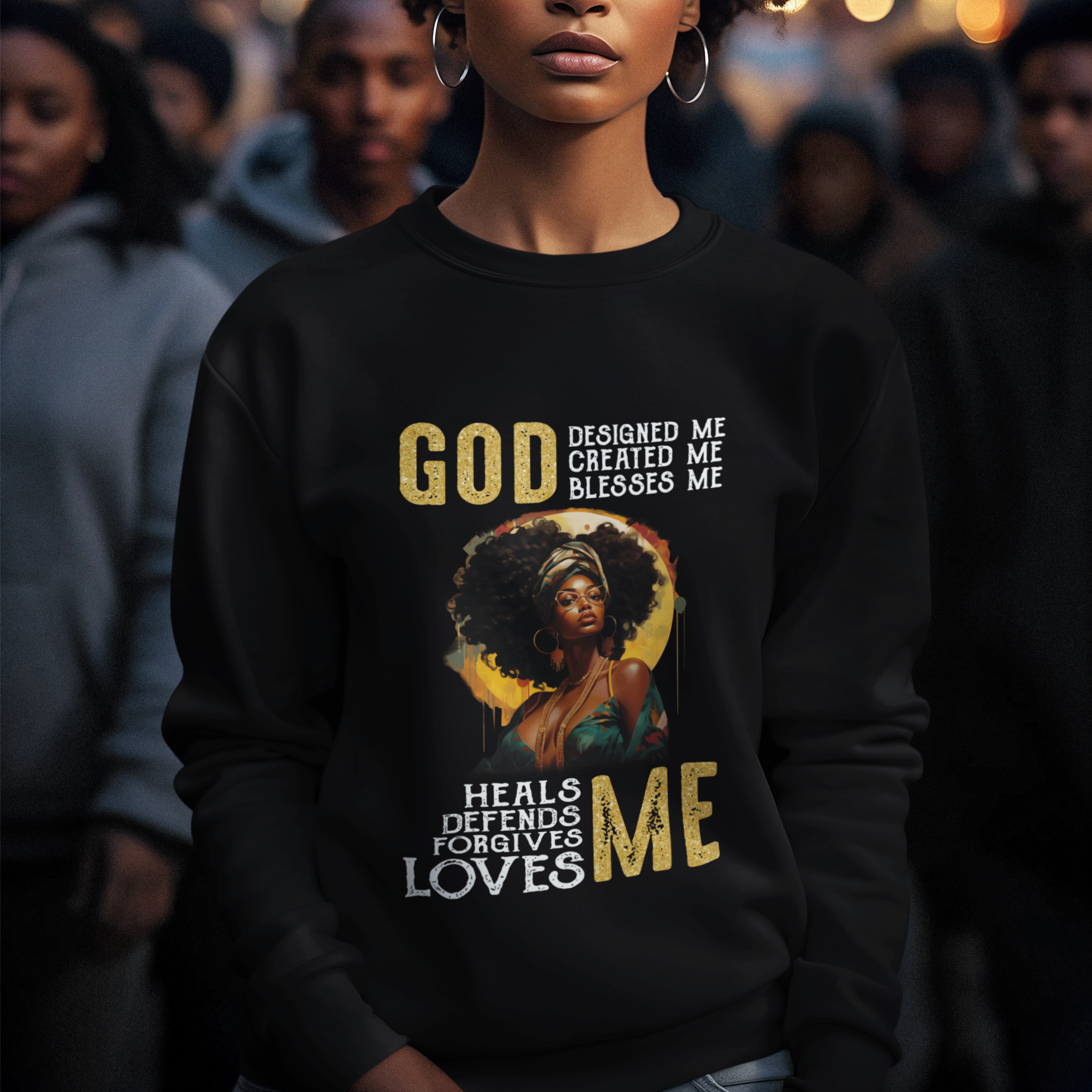 Black History Month Sweatshirt African Women God Designed Created Blessed Me - Wonder Print Shop