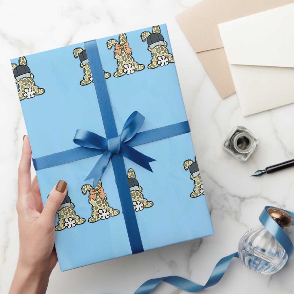 Camo Easter Bunny Wrapping Paper Roll Funny Hunter Easter Gift