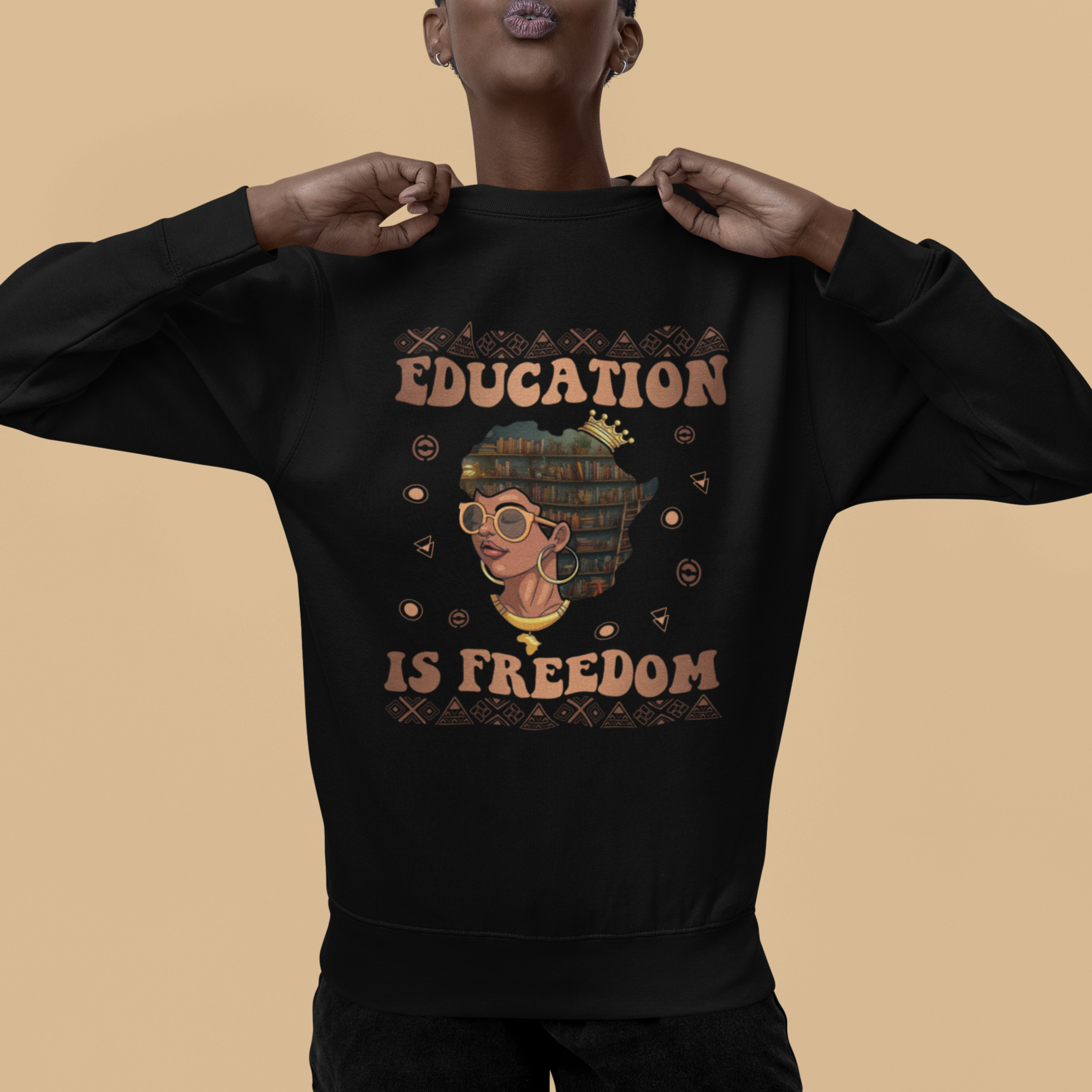 Black History Month Sweatshirt Education Is Freedom Teacher Women - Wonder Print Shop