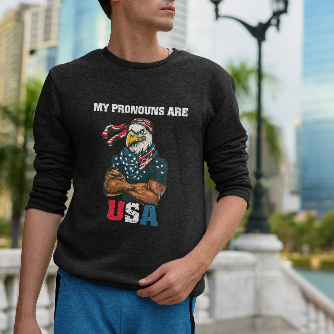 American Patriotic Sweatshirt My Pronouns Are USA - Wonder Print Shop