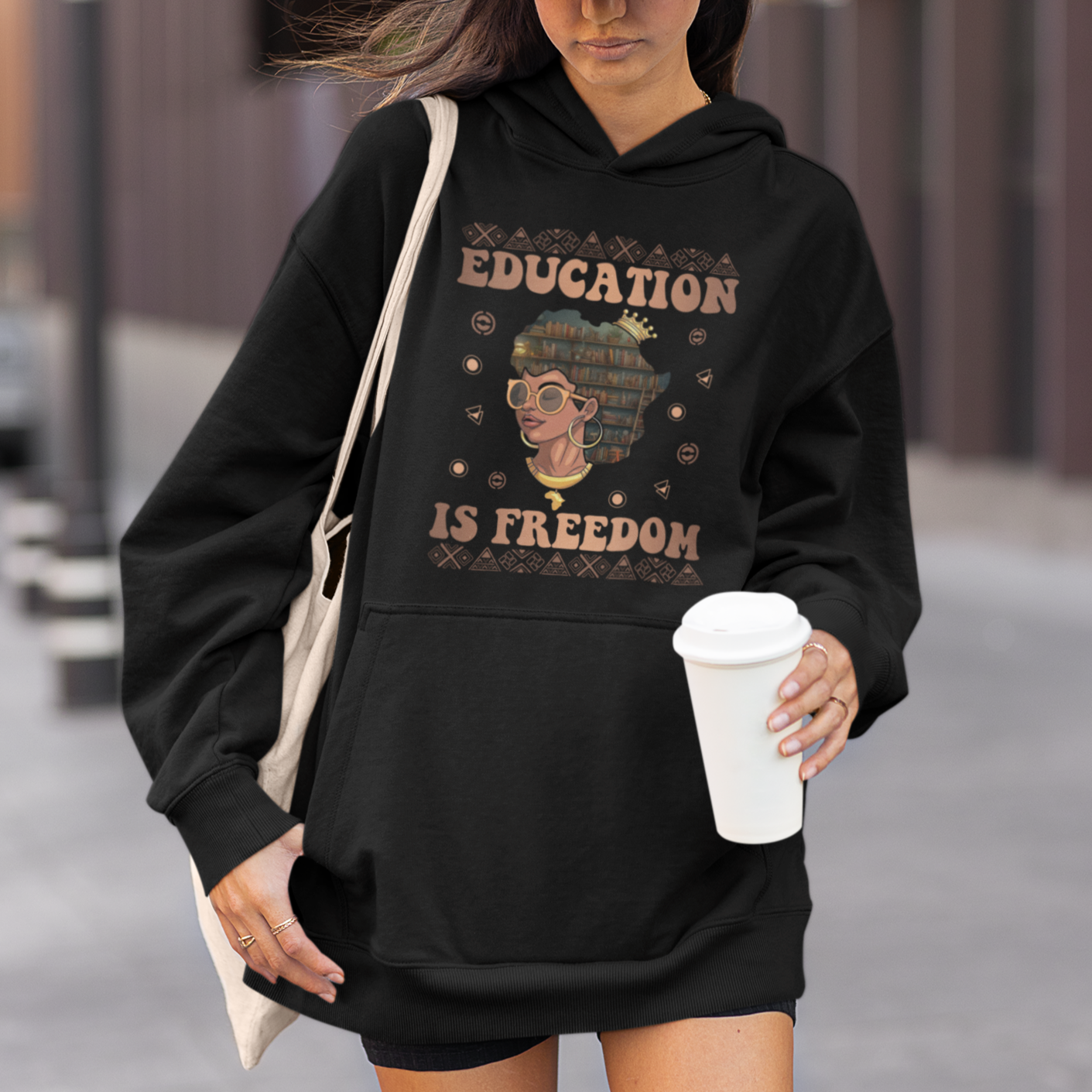 Black History Month Hoodie Education Is Freedom Teacher Women - Wonder Print Shop