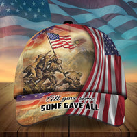 Baseball cap with US flag eagle 3D graphic and text 'All Gave Some, Some Gave All'