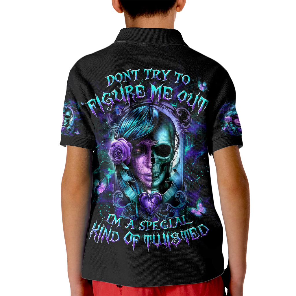 Lady Skull Kid Polo Shirt Don't Try To Figure Me Out I'm A Special Kind Of Twisted - Wonder Print Shop