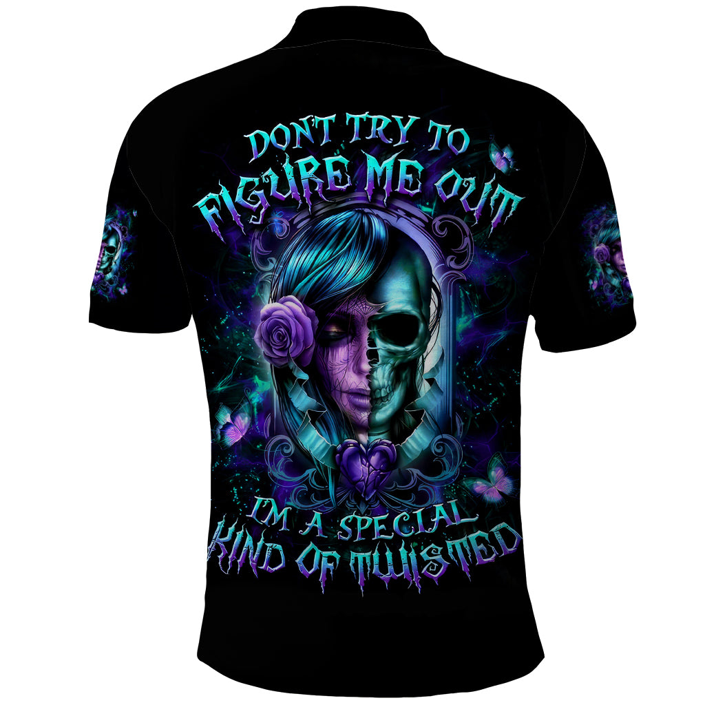 Lady Skull Polo Shirt Don't Try To Figure Me Out I'm A Special Kind Of Twisted - Wonder Print Shop