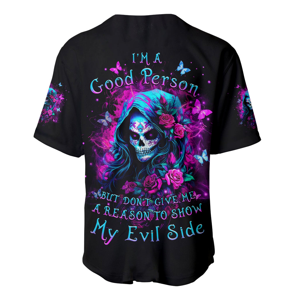 Witch Skull Baseball Jersey I'm A Good Person But Don't Give Me A Reason To Show Evil Side - Wonder Print Shop