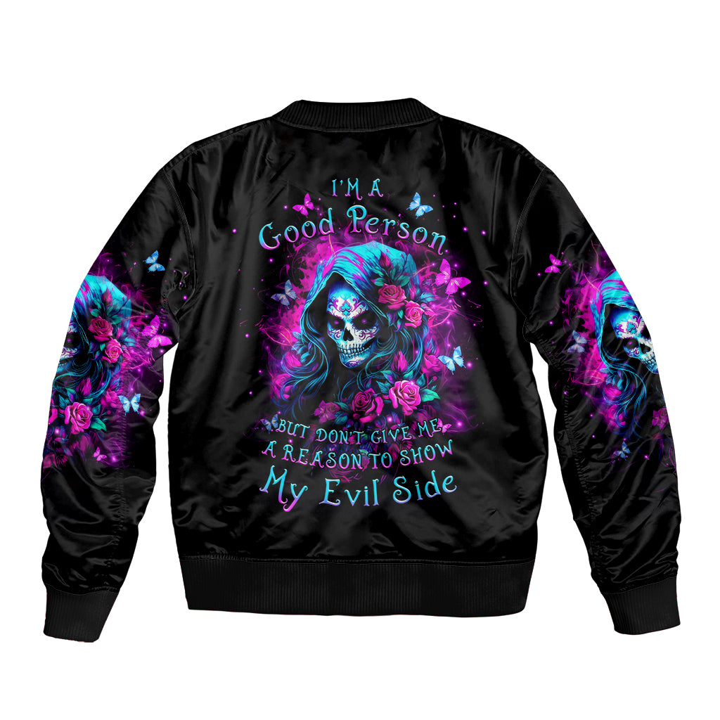 Witch Skull Bomber Jacket I'm A Good Person But Don't Give Me A Reason To Show Evil Side - Wonder Print Shop